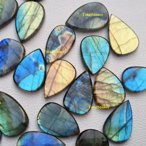 Pear Labradorite Cabochon 200 Ct Lot Multifire Wholesale Labradorite for Jewelry - Picture 7 of 7