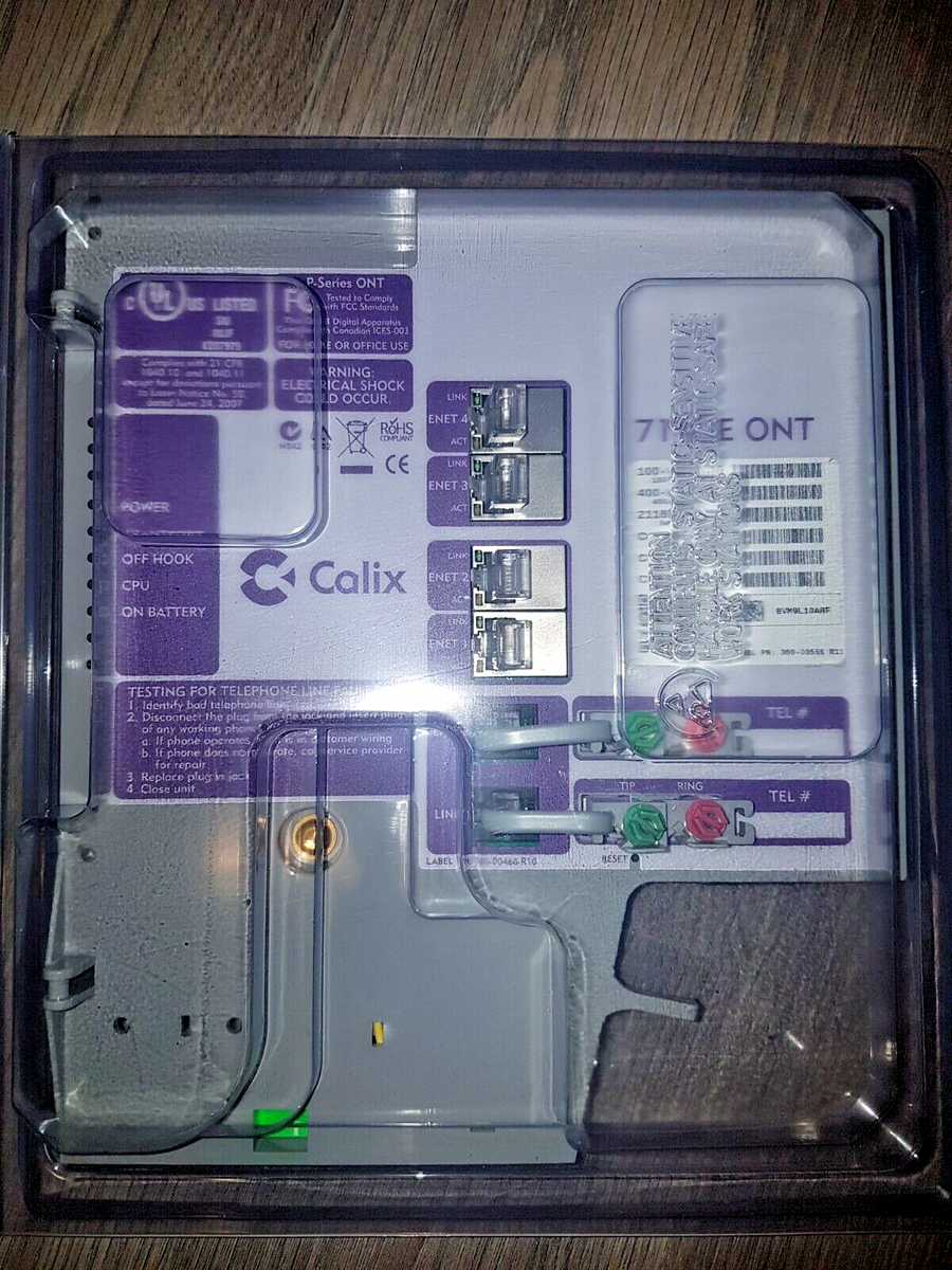 Calix 716GE ONT Optical Network Terminal 2 POTS, 4 GE GPON 100
