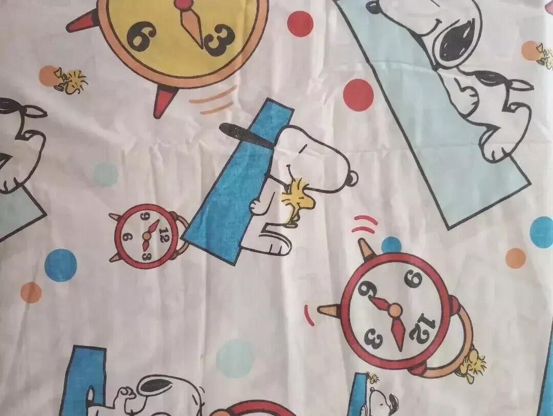 Vintage Snoopy bed sheet full flat fun fabric big print gently used USA seller