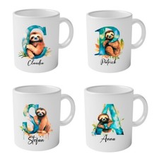 Faultier Tasse mit Wunschnamen Kaffeetasse Geschenkidee Geburtstag Becher