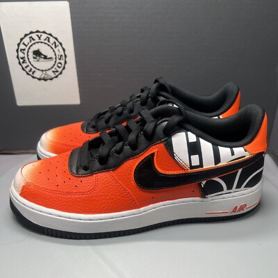 Nike Air Force 1 LV8 Low Black Orange Custom 820438-109 Youth Sz 7Y Women Sz 8.5