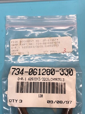 3 LAM 734-061280-330 O-Ring, 1.625ID X 3/32CS, Chemraz 513, 185388