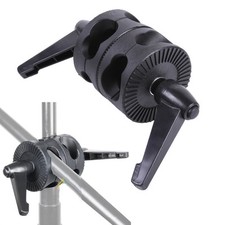 Dual Head Grip Swivel Head Angle Clamp Holder fr Reflector Studio Boom Arm Stand