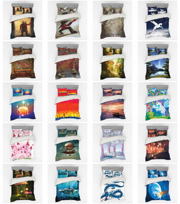 Ambesonne Fantasy Art Bedding Set Duvet Cover Sham Fitted Sheet in 3 Sizes