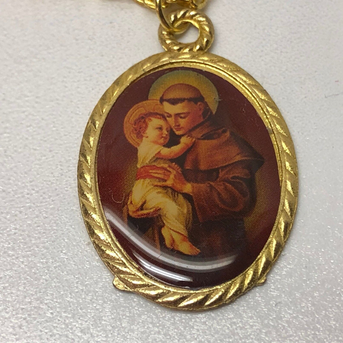 COLLAR ST. ANTHONY REZA POR US 22"" CADENA DE METAL - Imagen 2 de 6