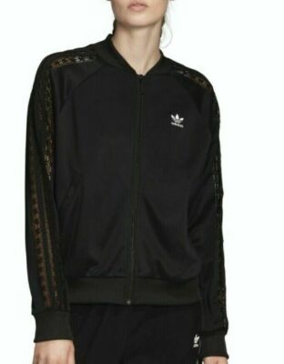 Womens Adidas Track Top Lace Sleeve see through Jacket Full Zip