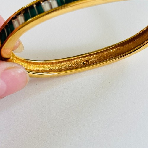 Swarovski signed Bracelet green clear baguette crystal gold high end designer - Picture 4 of 6