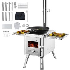 VEVOR Portable Wood Stove Camping Tent Stove for Outdoor w/ Pipe Stainless Steel