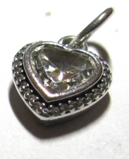 Pandora Sterling Silver Sparkling Love Heart Pendant Dangle Charm #390366cz