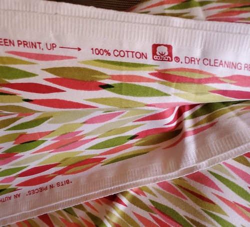 Retro Sewing Fabric Waverly Poplin 1yx56" Peachy Pink & Green Abstract Cotton - Picture 6 of 7