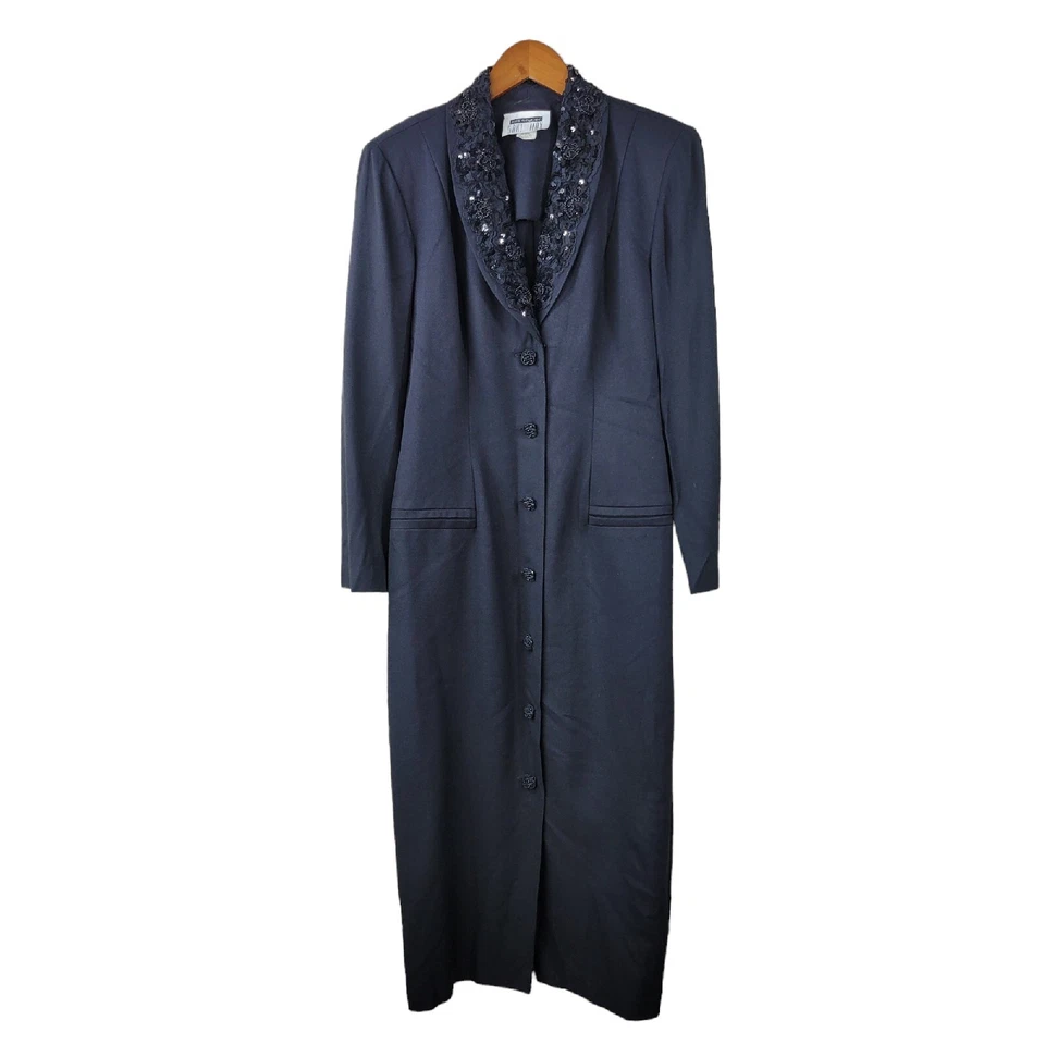 Vestido Traje Vintage Talla 8 Dark Academy Cuello Lentejuelas Alt Negro Evento Noche Foto 2 de 4