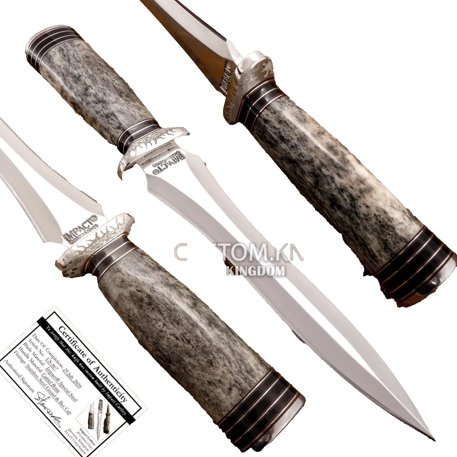 Stainless Steel Blade Bone Handle Collectible Modern Survivals Fixed Blade Knives