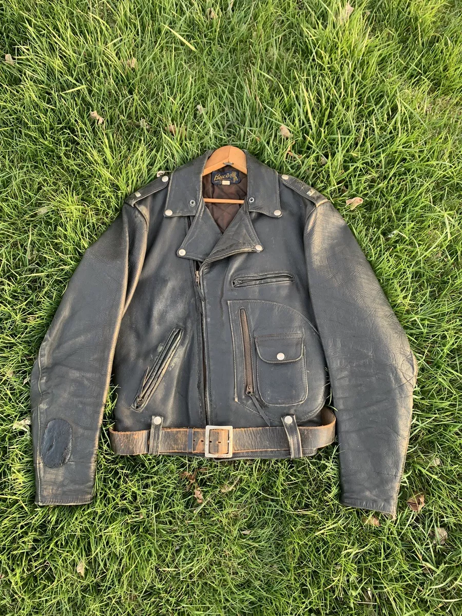 Vintage 1950 buco leather motorcycle jacket Horse Hide D Pocket J24