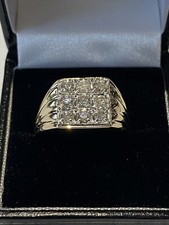 Certified Round Natural Diamond GH SI Men's Gift Cluster Ring 14k Yellow Gold