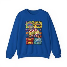 Sudadera de cómic, jersey de superhéroe, divertido gráfico cuello redondo, arte pop