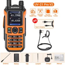1X BaoFeng UV-21 Pro V2 Rechargeable Walkie Talkies Long Range Two Way Ham Radio