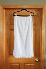 VTG Philmaid Slip Long Skirt Dress With Side Slit Womens Size L White Lace Trim