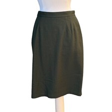 Sag Harbor Olive Green Wool Lined Mid-Length Basic Classic Pencil Skirt Size 12