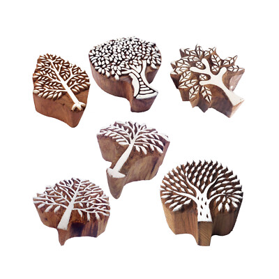 Artistic Printing Blocks Stylish Tree Pattern Wooden Stamps (Set of 6)