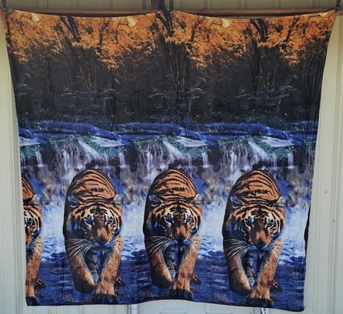 TIGER CAT WATER WATERFALL FOREST TREE OUTDOOR QUEEN BLANKET THROW | eBay