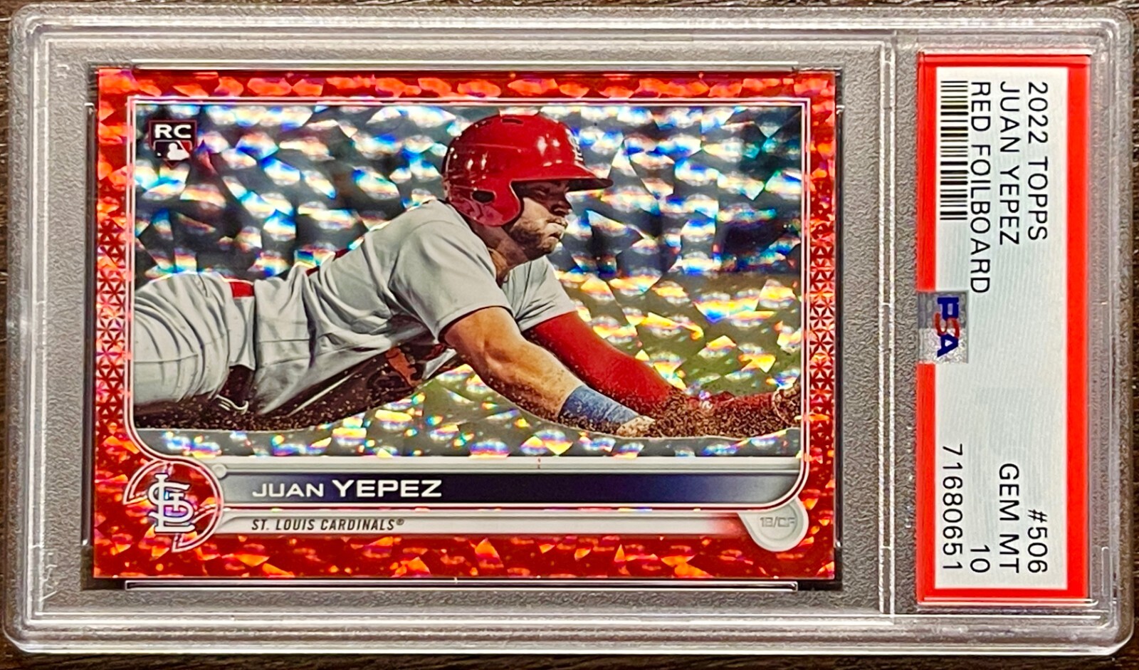 2022 Topps Series 2 Juan Yepez /199 Red Foil Rookie RC #506 PSA 10 POP 4