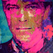 Motiv David Bowie Pink Scarf Face XXL 100x100 cm Leinwandbilder 2 cm Pop Art