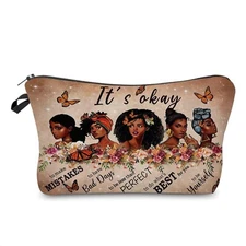 African American Makeup Bag for Purse Afro Black Cosmetic Bags for Women Insp...