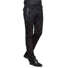 Devil Fashion Punk Men Cotton Dress Pants Victorian Printed Bandage Bridal Pants
