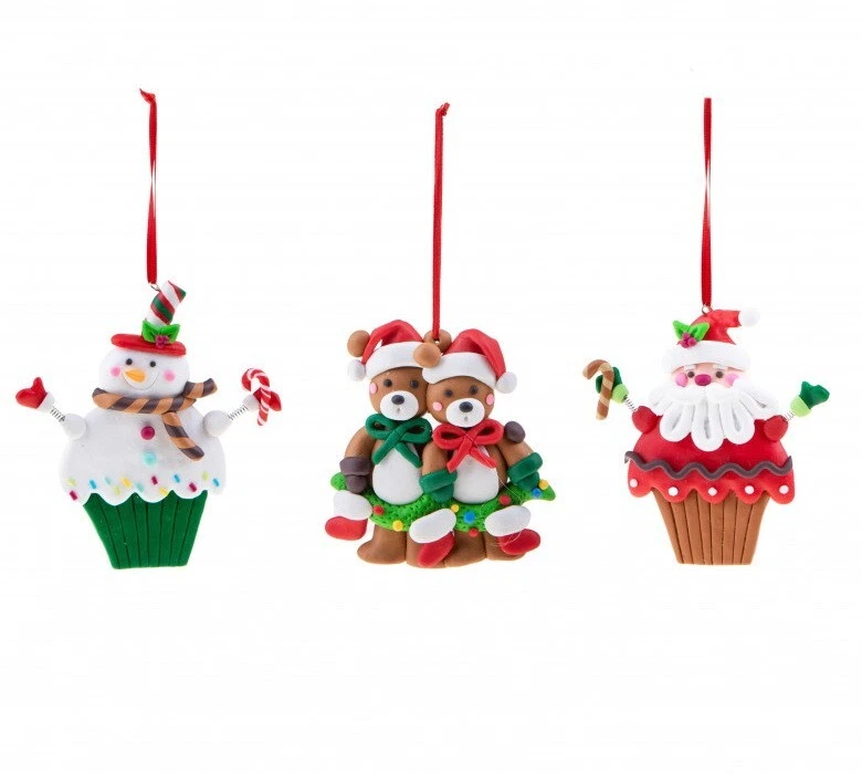 Set 3 Decorazioni da Appendere BRANDANI Natale Ginger Bread Albero Muffin NUOVO, fotografia 7 di 9