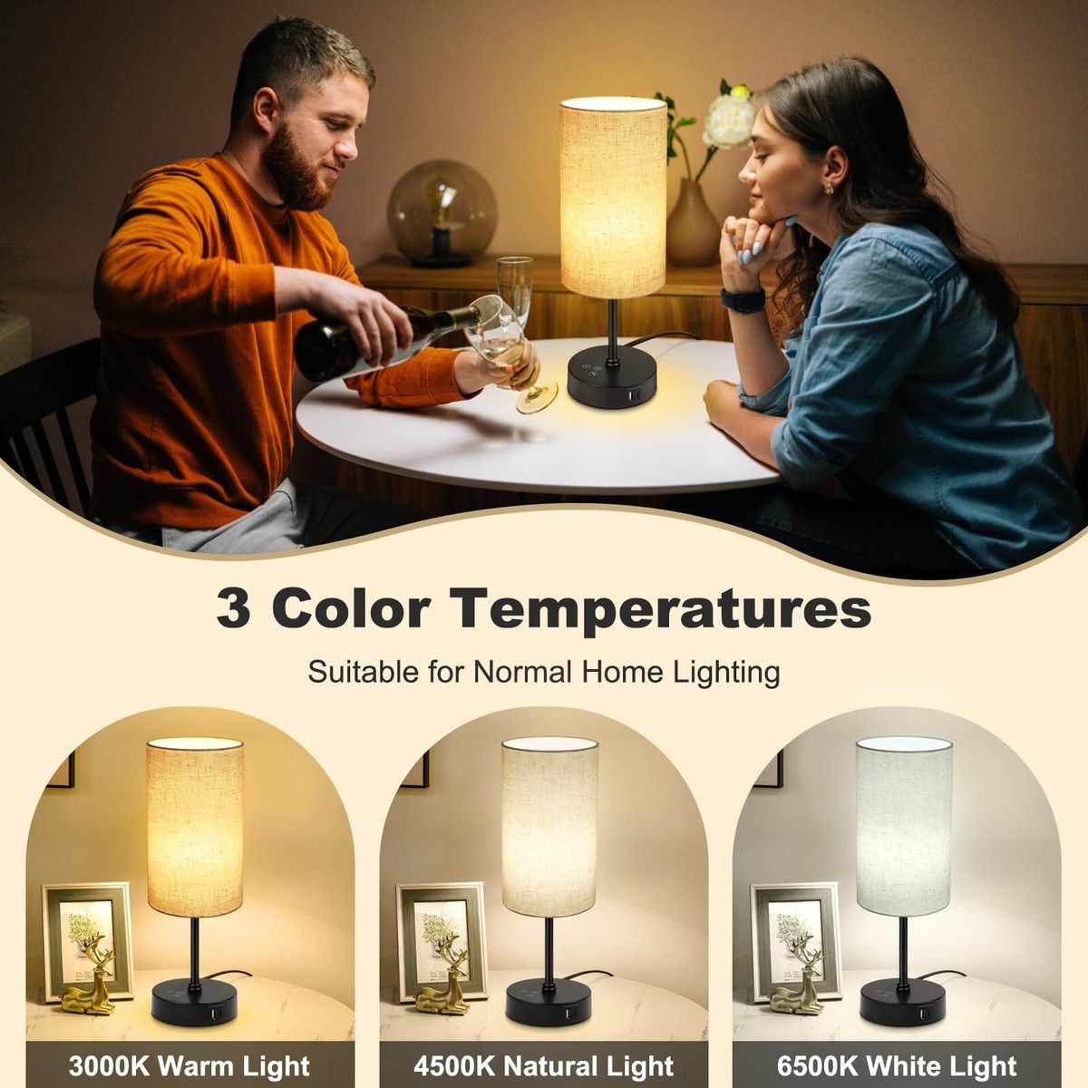 Unicozin Table Lamp, 3 CCT 3000K/4500K/6500K & RGB Color Changing