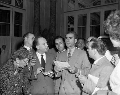 The Shah Persia Mohammad Reza Pahlavi being interviewed by some jo- Old Photo