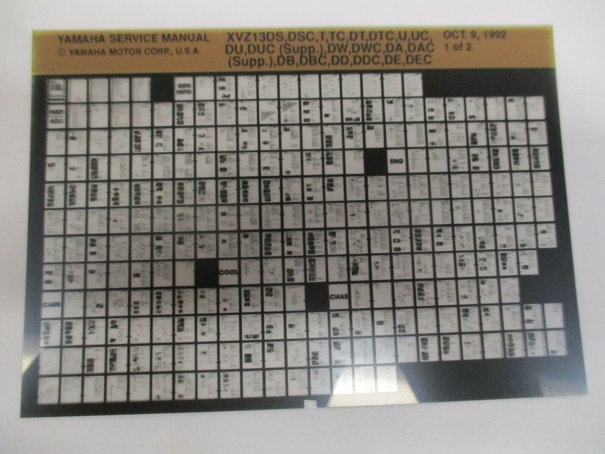 Yamaha XVZ13 Supplement Service Manual Microfiche XVZ13DS DSC T TC