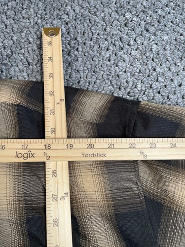 Lowrider Magazine Shadow Plaid Flannel Shirt Adult 3XL Brown Cholo Short Sleeve - 第 7/12 張圖片
