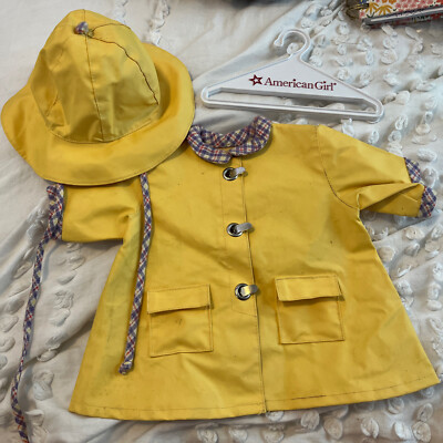 American Girl Bitty Baby Doll Rainy Day Yellow RainCoat Hat W Hanger H1 