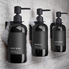 Stylish Shampoo and Conditioner Dispenser Set of 3 for Wall Mount - Modern Drill