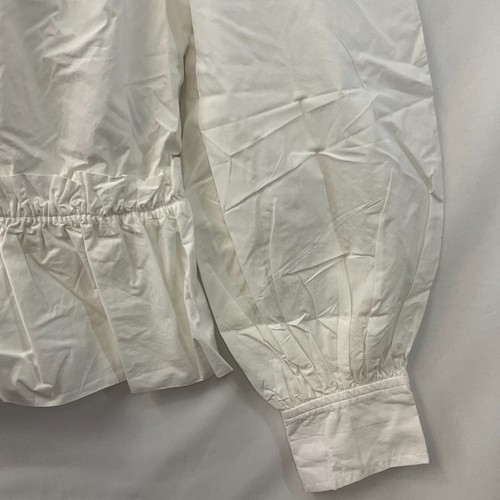 Ganni Poplin High Neck Shirt Womens Size M 6-8 White Cotton Long Sleeve Ruffle - Picture 6 of 21