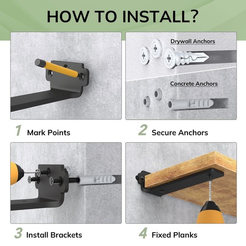 6Pack Black Metal Shelf Brackets 6 Inch Heavy Duty L Brackets for Wall Mount NEW - Picture 6 of 8