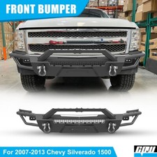 For 2007-2013 Chevy Silverado 1500 Front Bumper With Bull Bar D-rings Led Lights