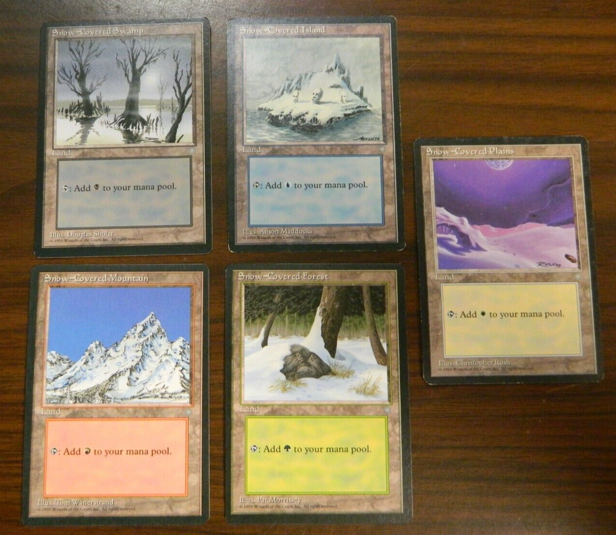 MTG Ice Age Snow-Covered Land Set of (5) One Of Each Lightly