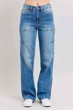 Judy Blue High Waist 90's Cargo Straight Denim Jeans 82659 NEW WITH TAGS  