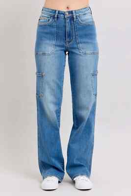 Judy Blue High Waist 90's Cargo Straight Denim Jeans 82659 NEW WITH TAGS!!!