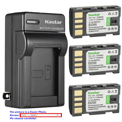 Kastar Battery Wall Charger for JVC BN-VF808 BN-VF808U & JVC GZ-MG360 Camcorder