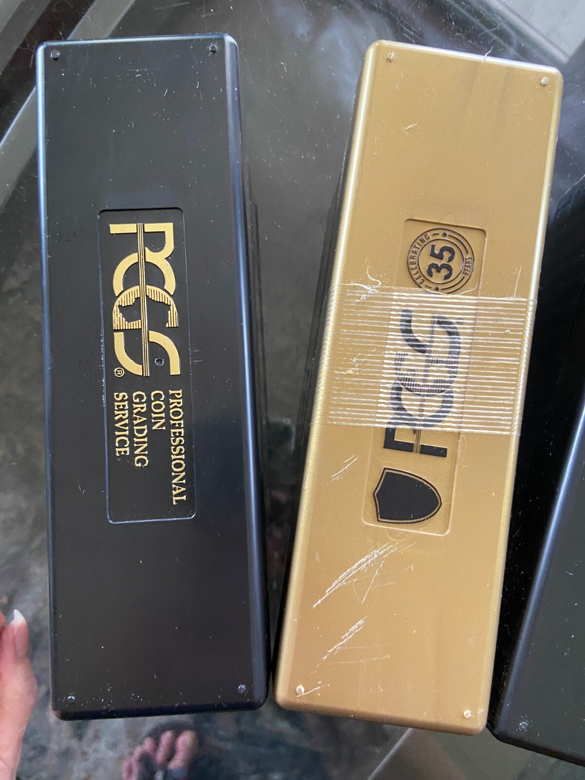 PCGS Twenty Coin Slab Holder Storage Box gold, black Total 4 pieces