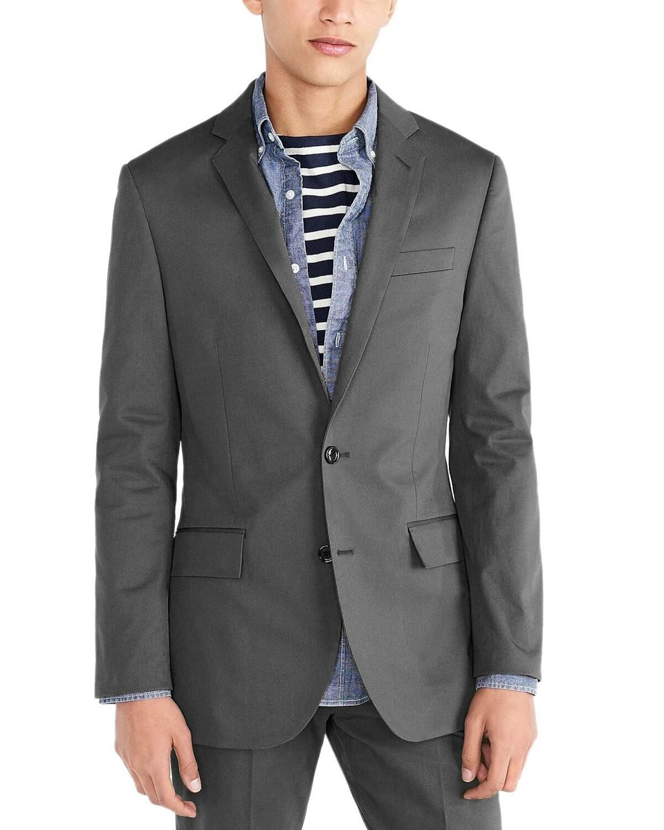 James Campbell Mens Slim Fit Cotton Twill Sport Coat Grey