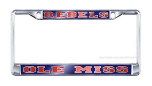 MISSISSIPPI /"Ole Miss Rebels/" Chrome License Plate Tag Frame
