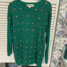 Victoria Harbour Pullover Sweater Beaded Knit Womens Size Large Vintage