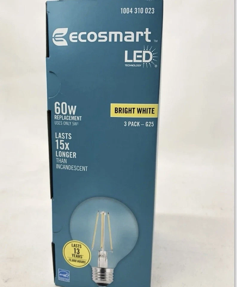 Ecosmart 60-Watt Equiv G25 Dimmable Clear Glass LED Light Bulb 4 Boxes - Image 4 of 4