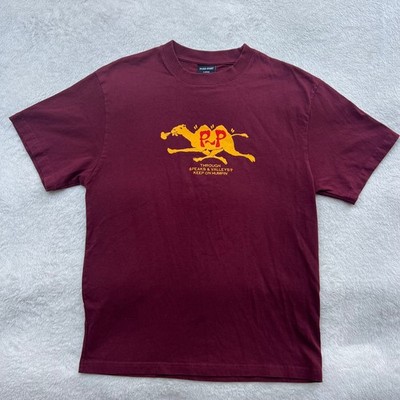 Pass-Port Passport Skateboards Camel T Shirt Maroon - Peaks/Valleys LARGE