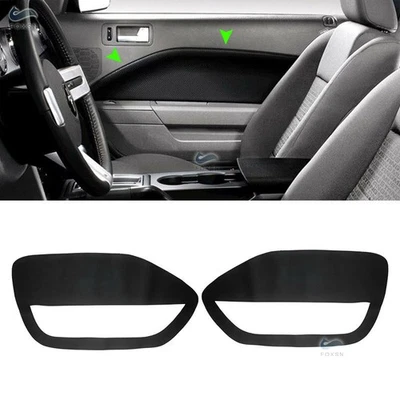 Black Leather Pair Front Door Panels Armrest Cover For Ford Mustang 2005-2009 - Bild 1 von 4