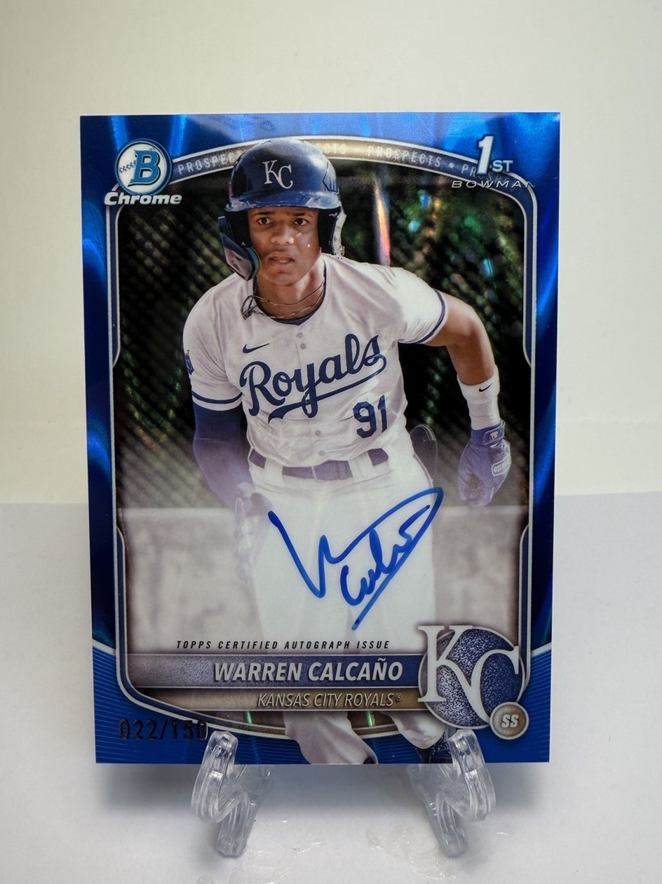 WARREN CALCANO 2025 BOWMAN CHROME 1ST BLUE RAYWAVE REFRACTOR AUTO /150 #CPA-WC